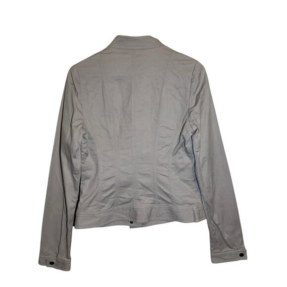 Vintage Betsey Johnson Y2K Grey Moto Biker Jacket Edgy Minimalist Size 8 - Picture 4 of 6